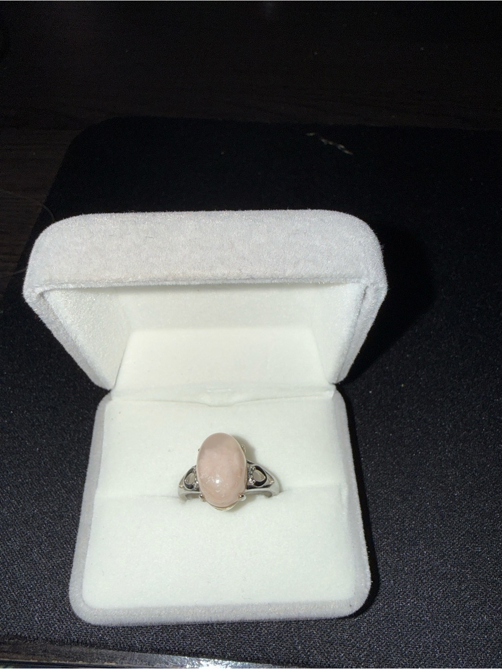 Sterling Silver flower agate Oval Ring sz 9